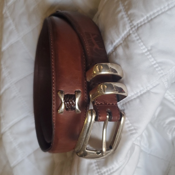 PGA Belt Leather Brown Golf Silver Tone Mens - Picture 1 of 9